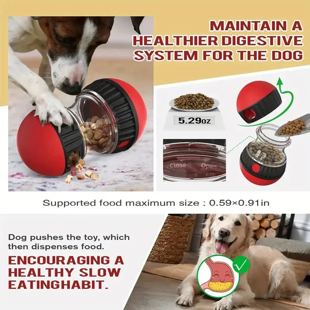 Interactive food dispensing dog toy Leaky Food Ball Puzzle for healthy and engaging pet play.